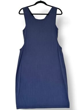 Donna Karan Racerback Midi Shift Dress Navy Blue Built In Bandeau M